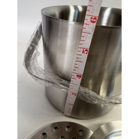 Small Ice Bucket Stainless Steel Insulated With Lid Tongs Drain basket Tiki Bar - Picture 8 of 9